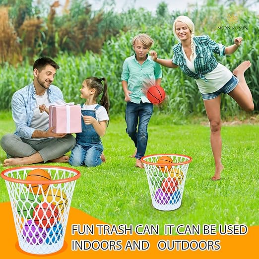 12PCS Basketball Wastebaskets Basketball Trash Can for Basketball Party4.5 Gallon Basketball Garbage Can with Removable Hoop Basketball-themed gift NBA fans Gift Durable Sports DecorGarbage Bin