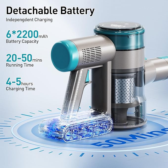 Cordless Stick Vacuum 38KPa 400W for Home Pet Hair Car Hardwood Floor