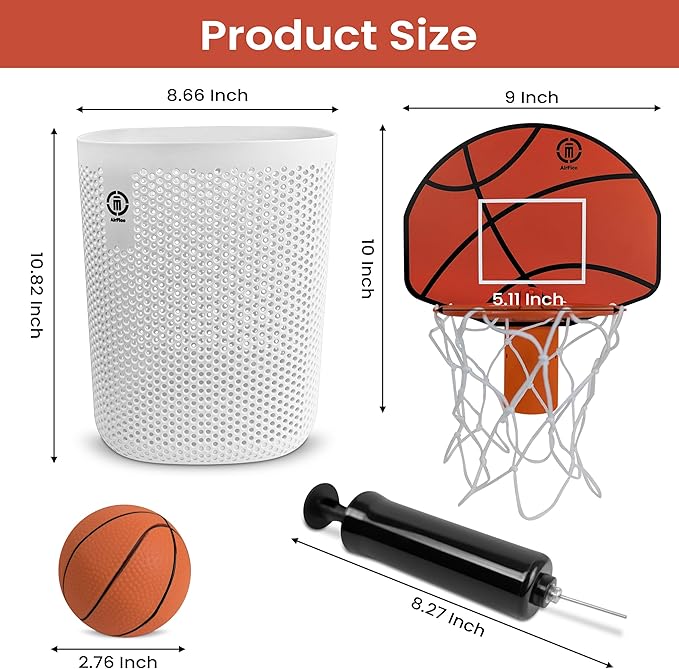 Basketball Trash Can Complete Set – Perfect Basketball Hoop Trash Can Fun Indoor Kids Trash Can and Unique Basketball Birthday Gift