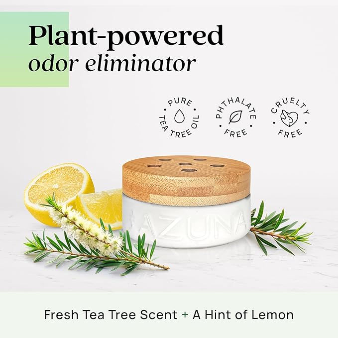 Azuna Air Freshener &amp Odor Eliminator for Strong Odor | 4 Room Kit Includes (4) 8 oz. Empty Luxe Glass Jars &amp 24oz Gel | Refill with Tea Tree Essential Oil | Natural Scent | Last 60-90 Days