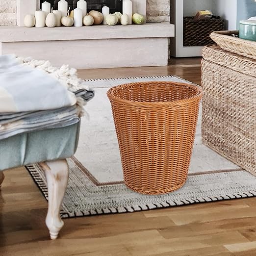 Woven Wastebasket Trash Can 29X29Cm Simulated Rattan Storage Container Home Kitchen Rubbish Bin Without Lid Decorative Trash Storage