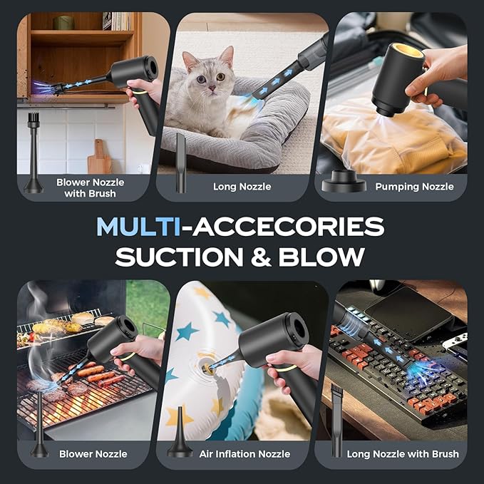 Handheld Vacuum Cordless Rechargeable Car Vacuum Portable Cordless with Strong Suction15Kpa Hand Vacuum Ultra-Quiet (75dB) 21min Runtime Lightweight (1.25 lbs) for Car Pet Hair Home