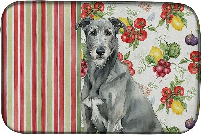 Caroline's Treasures Gray Irish Wolfhound Vegetables Dish Drying Mat Absorbent Dish Drying Mat Pad for Kitchen Counter Dish Drainer Mat for Countertop 14 x 21 Multicolor