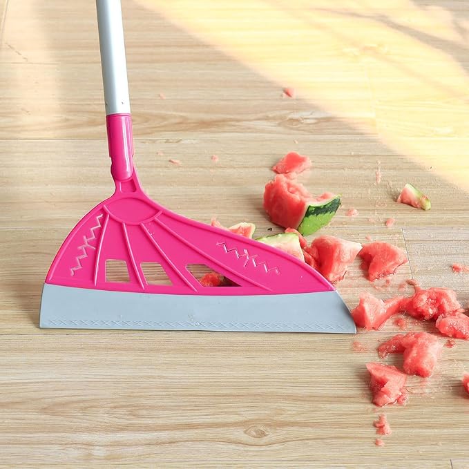 Magic Broom Sweeper Multifunction Replaceable Silicone Broom Household Squeegee for Floor Cleaning Bathroom Pet Hair Dog Broom Brush Set (Bright Pink)
