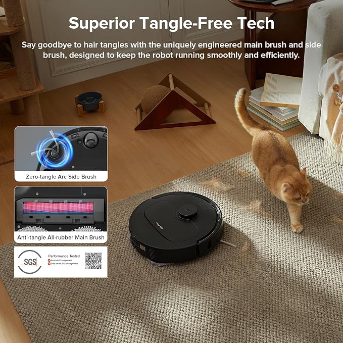 roborock Qrevo Series Robot Vacuum and Mop 8000Pa Suction Upgraded from Qrevo S Anti-Tangle Brushes Smart Obstacle Avoidance Auto Mop Washing All-in-One Dock 200RPM Spinning Mops Black(QV 35A)