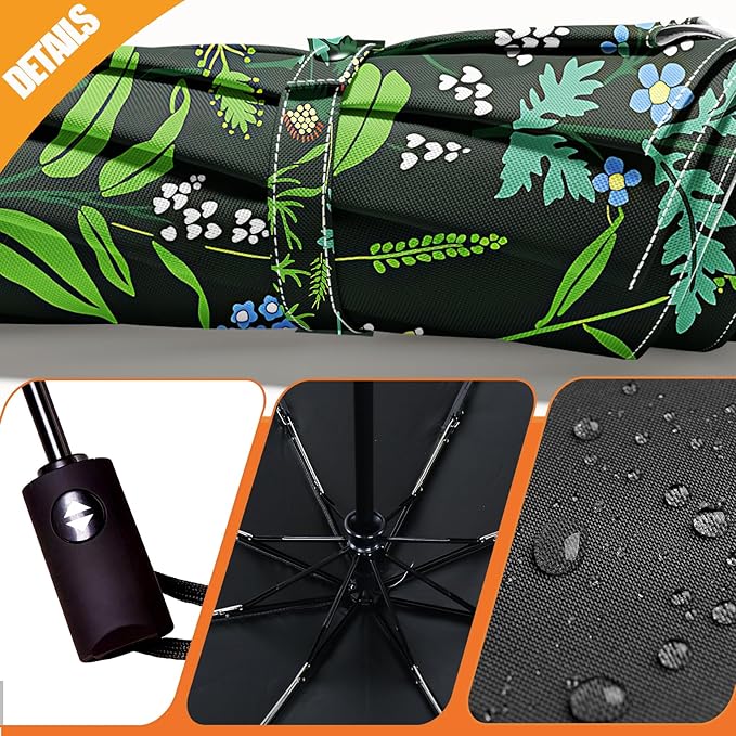 Small Compact Travel Automatic Folding Umbrella for Women Portable Lightweight Rain Wind UV Sun Shade