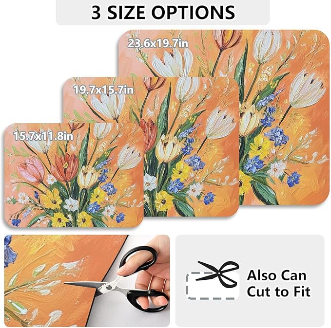 flower Sunflower Peach Drying Dish Mat Absorbent Diatomaceous Earth Mat Drying Mat for Dishes Rubber Backed Kitchen Drainer Mat Household Essentials