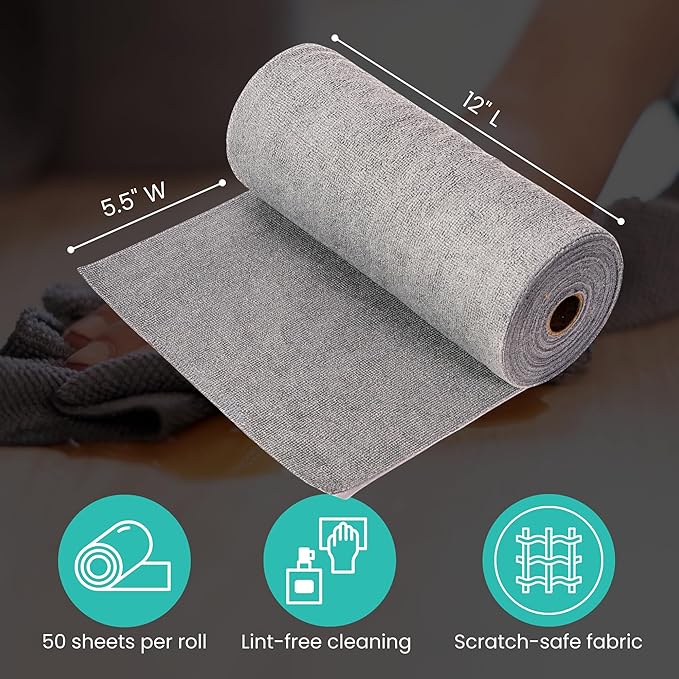 Microfiber Cleaning Cloth Roll Tearaway 50 PCS Tear Away Towels Reusable &amp Washable Ultra Absorbent 12 x 5.5 Dish Rags for Car Home Kitchen  180 GSM Thickness Paper Towel Alternative