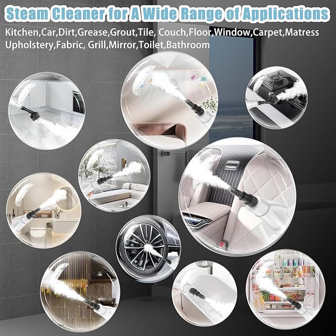 Handheld Steam Cleaner with Touch Screen Portable Steamer for Cleaning Hand Held Steamer Cleaner Pressurized Hand Steam Cleaner for Home Car Detailing Walls Grout Couch Tile Carpet White