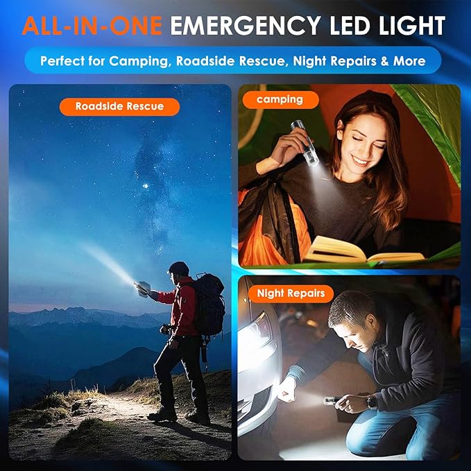 Real 3-in-1 Car Vacuum Cleaner &amp Heavy Duty Tire Inflator 150PSI Portable Air Pump with 18000Pa Brushless Suction LED Camping Light Cordless Handheld Vacuum for Car Tire Bed Gift