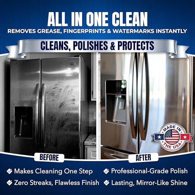 4 x 1 Gallon Stainless Steel Cleaner and Polish - Cleans Polishes &amp Protects Kitchen Appliances Refrigerators Sinks Ovens &amp Grills - Residue &amp Streak Free Shine - Stainless Appliance C