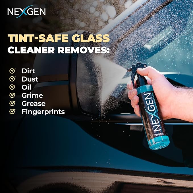 Nexgen Ultimate Glass Cleaner (16oz) - Streak-Free Shine - Removes Dirt Grease &amp Grime - Instant Car Detailing - Car Cleaning Supplies - Ideal for Auto Home &amp Office Glass Surfaces