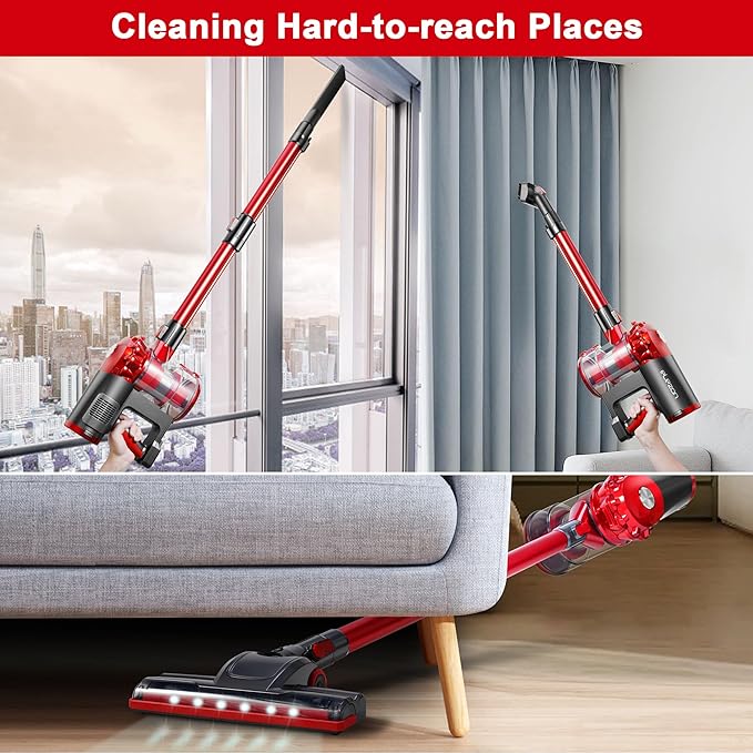 elezon A200 Cordless Vacuum Cleaner Stick Vacuum with Powerful Suction 38 Mins Runtime Rechargeable Battery HEPA Filter Portable Lightweight Vacuum Cleaners for Home Hard Floor Pet Hair