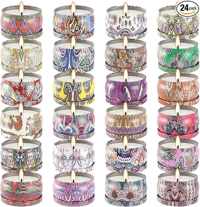 24 Pack Scented Candles Set for Home Relaxing Stress Relief Aromatherapy - Natural Soy Wax and Fragrance - Gifts for Women Mom Best Friend Wife Birthday