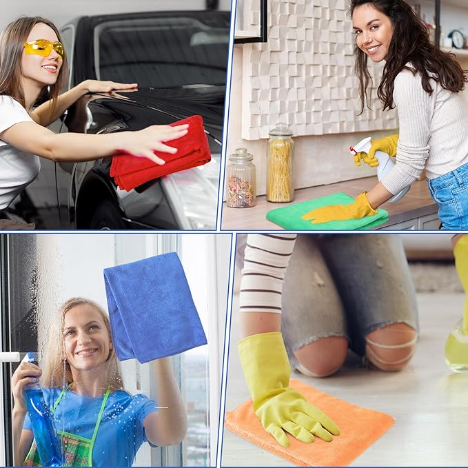 10 Pcs Extra Large Microfiber Cleaning Cloth 30 x 20 Large Floor Microfiber Towel Reusable Washable Free Lint Free Cloth Rag for Squeegee Mop Floor Window Housekeeping (Assorted Color)