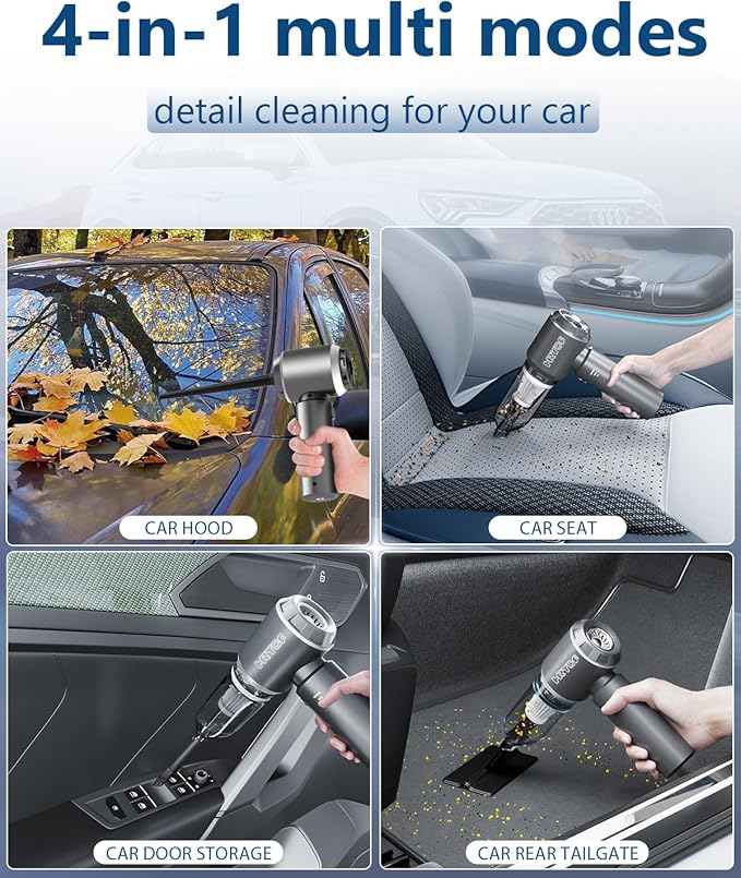 Professional Car Vacuum Cleaner 20000Pa Powerful Handheld Vacuum for Car Interior Cleaning Portable Cordless Mini Vacuum with Brushless Motor &amp Crevice Tool for Car