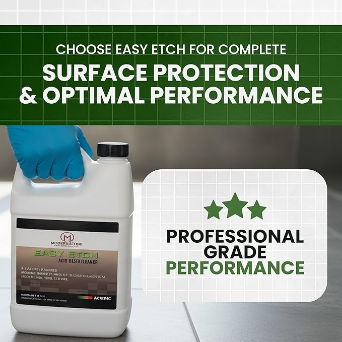 Easy Etch – Acid-Based Tile &amp Grout Cleaner Concentrate (Grout Haze/Mortar Smear Remover Mineral Deposit &amp Rust Stain Remover Grout Prep for Color Sealer)