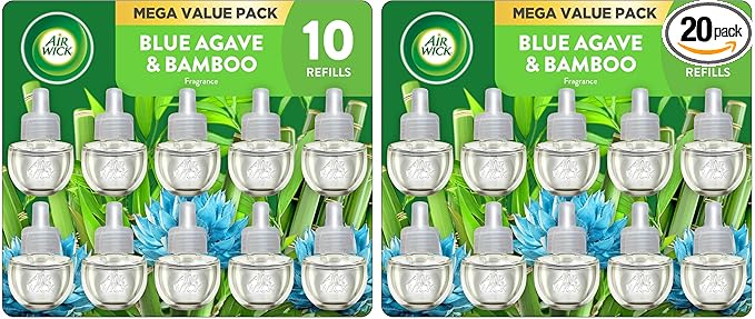 Air Wick Plug in Scented Oil Refill10ctBlue Agave and BambooAir FreshenerEssential Oils(Pack of 2)