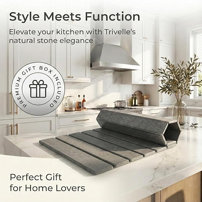 Quick Drying Large Stone Drying Mat for Kitchen Counter Collapsible Dish Drying Rack Diatomaceous Earth Dish Drying Mat Durable Drying Stone Practical Dish Drying Mats