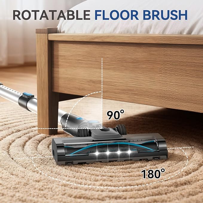 DUMOS Cordless Vacuum Cleaner Lightweight Stick Vacuum Cleaners for Home Powerful Suction &amp LED Lights Rechargeable Battery for Carpets Pet Hair Hardwood Floors