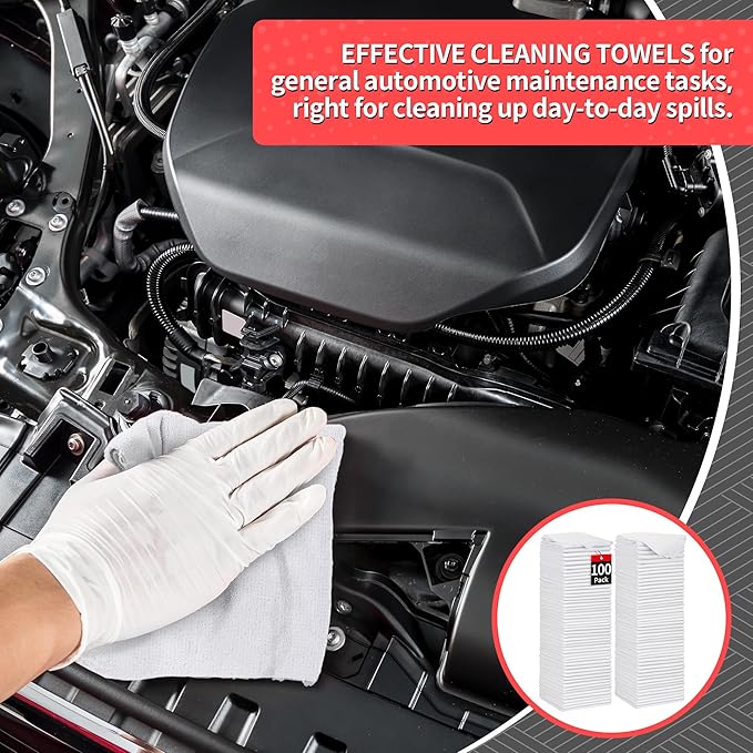 HOMERHYME White Microfiber Cleaning Cloths 100 Pack Shop Towels Rags Bulk Absorbent Lint-Free Detailing Cleaning Rags Microfiber Towels for Car Mechanic Automotive Garage Housekeeping 11.5*11.5