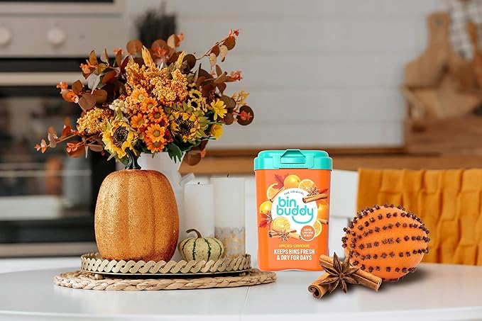 Bin Buddy Spiced Orange Pack of 2 - Leaves Your Bin Fresh and Smelling Great – Suitable for Indoor Kitchen Bathroom Compost Food Waste and Outdoor Wheelie Bins