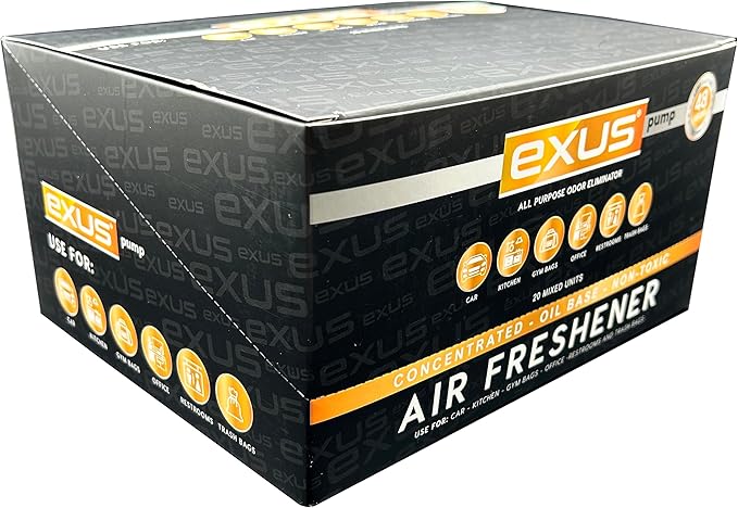 Exus Pump Spray Concentrated Oil Based Odor Eliminator &amp Air Freshener Use for house car bathrooms Kitchen office. Strong Air freshener Display Mix (20 Count)