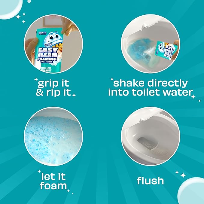 Scrubbing Bubbles Easy Clean Foaming Toilet Bowl Cleaner Bathroom Limescale Remover that Fights Odors Easy Drop-In Powder Pouches 100g (4 Count 20 Total Pouches)