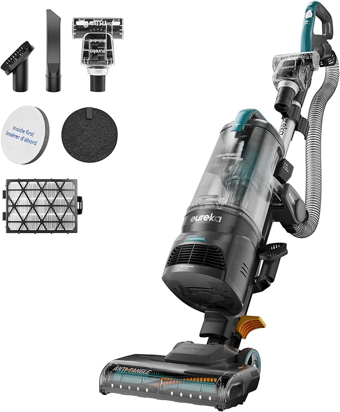 Eureka FlexReach Plus Bagless Upright Vacuum Cleaner for HomePet Vacuum for Carpet and Hard Floor Lift-Up Vacuum with Flooring Type Sensor HEPA FilterAnti-Tangle NEU652 Green