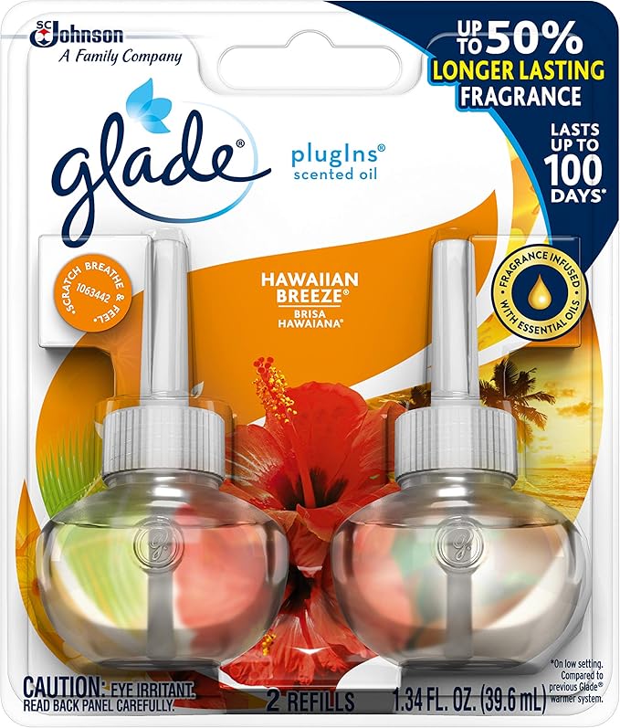 Glade PlugIns Refills Air Freshener Scented Oil for Home and Bathroom Hawaiian Breeze 1.34 Oz 3 Count