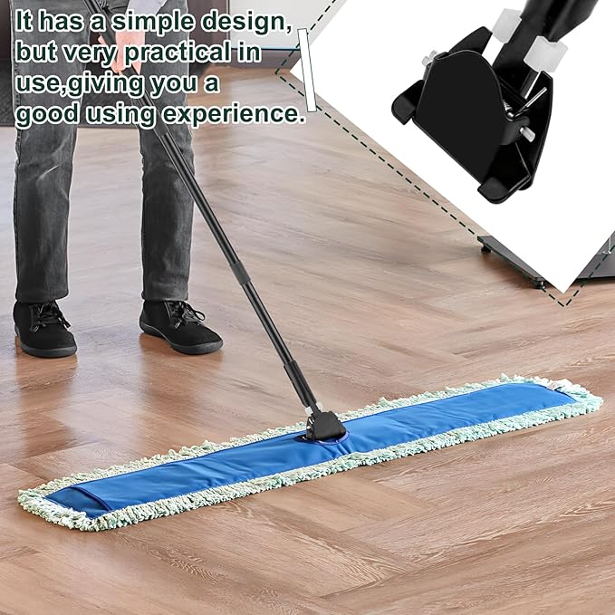 KeFanta 59 Inch Clip on Dust Mop HandleCommercial Dust Mop Frame HandleHeavy Duty Metal Stick Replacement for Floor Cleaning