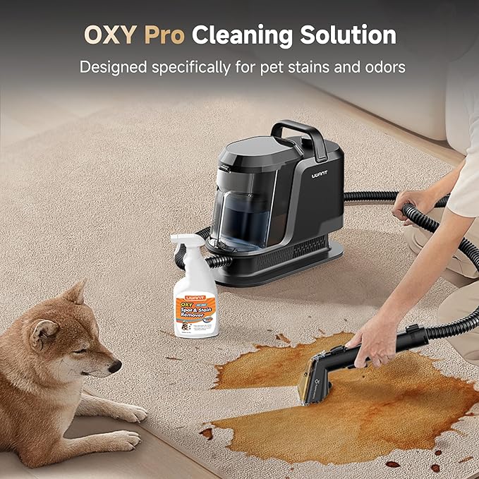 Uwant Carpet Cleaner Machine with Steam&ampHot&ampCold Water System 18Kpa Powerful Suction Upholstery Cleaner Machine with Pet Pro Cleaner for Pets Carpet Steam Cleaner Set of 1
