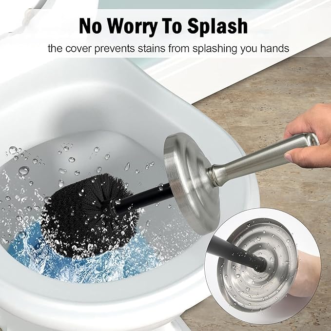 Brushed Nickel Toilet Bowl Brush with Holder Durable Bathroom Cleaning Tool Modern Design for Easy Toilet Maintenance Bathroom Cleaner Brush for Efficient Cleaning and Hygiene