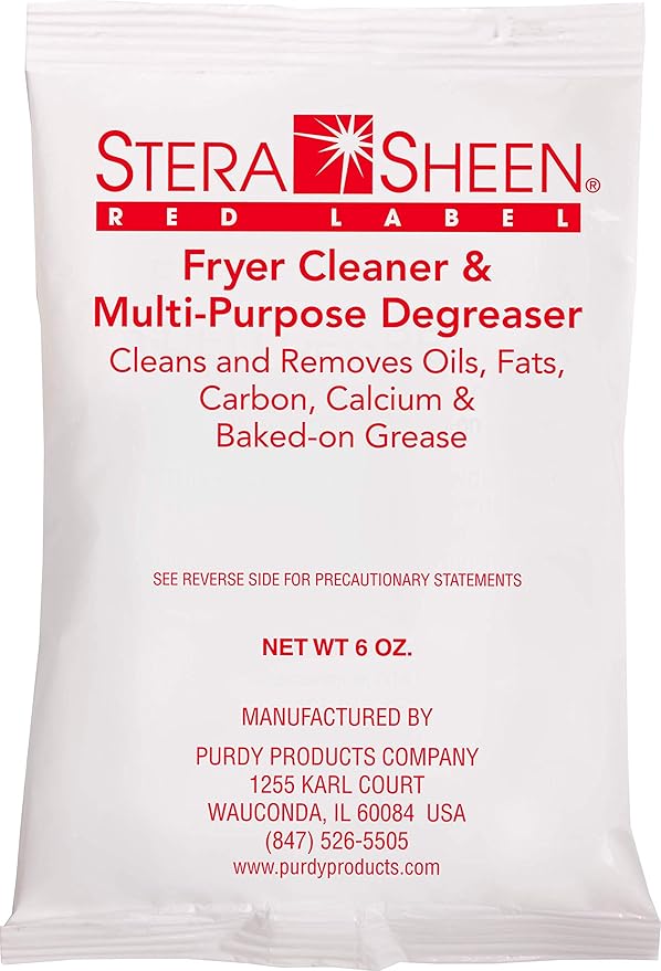 Stera Sheen Fryer Cleaner 24 x 6 oz. Pkts Stera Red Label Food Grade Fryer Cleaning Powder Fryer Boil Out Easy Use Portion Packets