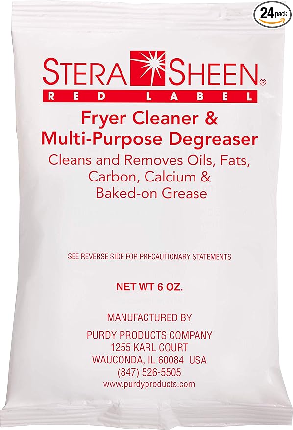 Stera Sheen Fryer Cleaner 24 x 6 oz. Pkts Stera Red Label Food Grade Fryer Cleaning Powder Fryer Boil Out Easy Use Portion Packets
