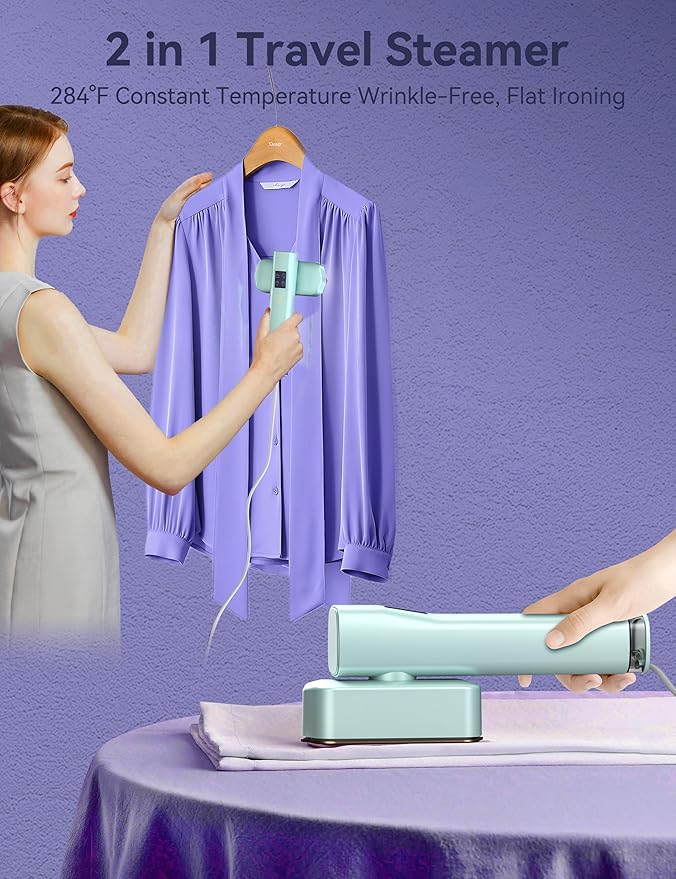 Steamer for ClothesSundu Portable 2-in-1 Travel Steamer&ampIron15s Fast Heat-up100ml Water TankIroning Gloves25 Min Powerful Continuous Steam1200W&amp4 Modes Light Steam Iron for Travel&ampHo