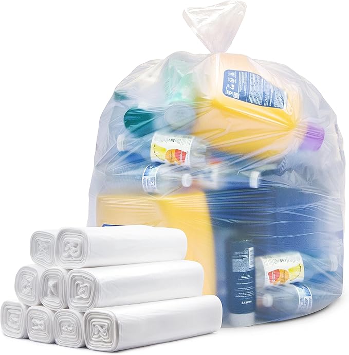 Tasker 30-33 Gallon Clear Trash Bags Heavy Duty (Mega ValuePack 250 Bags) Large Plastic Bags Great for Recycling 30 Gallon - 32 Gallon - 35 Gallon. Clear Large Trash Bags