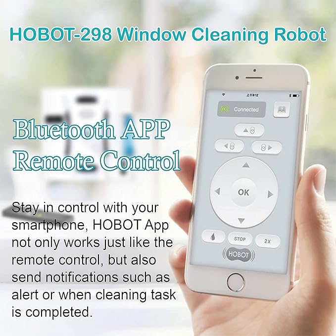 HOBOT-298 Window Cleaning Automatic Robot with Ultrasonic Water Spray Intelligent Cleaning AI Smart Route Plan Replaceable Water Tank and Control via Smartphone or Remote