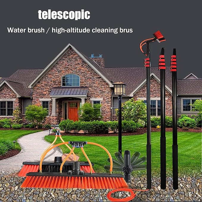 3.6-11m Telescopic Brush Water Fed Telescopic Brush Water Fed Pole Kit Window Cleaning Pole Extendable Cleaner Conservatory Roof for Photovoltaic Panel Cleaning Trucks Windows