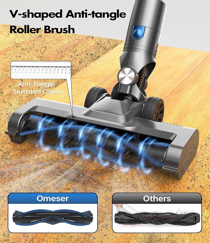 Cordless Vacuum Cleaner 580W/50Kpa/50Mins Stick Vacuum for Home LED Touch Screen Anti-Tangle Wall Mount Charging Lightweight Rechargeable Vacuum for Carpet Pet Hair Hardwood Floor Blue