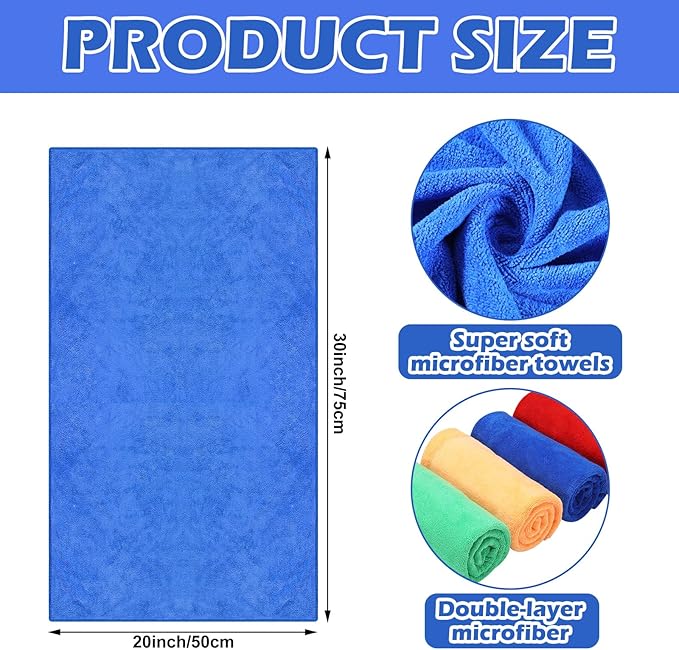 10 Pcs Extra Large Microfiber Cleaning Cloth 30 x 20 Large Floor Microfiber Towel Reusable Washable Free Lint Free Cloth Rag for Squeegee Mop Floor Window Housekeeping (Assorted Color)