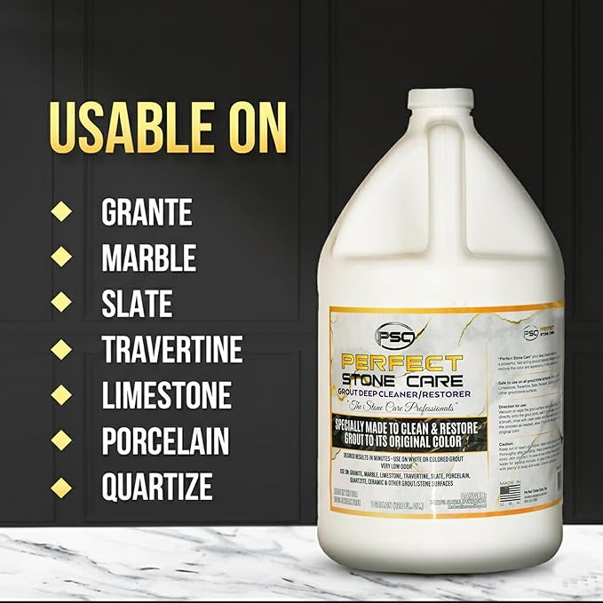 PSC Grout Cleaner and Restorer for Tile Refill Granite Marble and Porcelain Deep Tile Cleaner Safe Ingredients Effective Formula - 128 oz