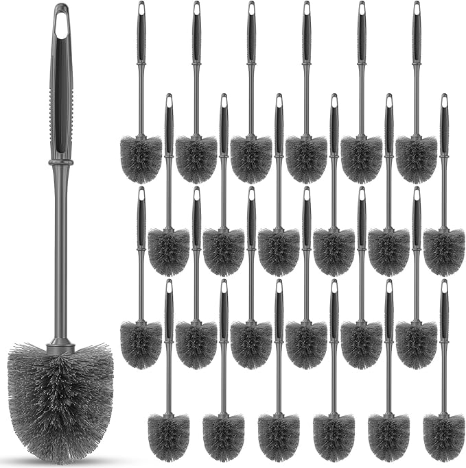 24 Pack Toilet Brush Bulk Commercial Heavy Duty Professional Toilet Bowl Cleaning Brush for Bathroom Restroom Maintenance Cleaning Supplies (14 InchGrey)