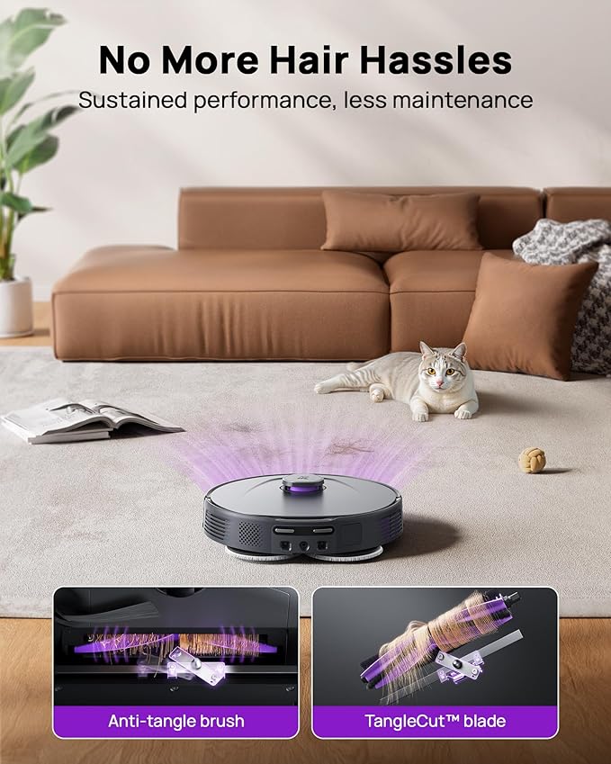 3i P10 Ultra Robot Vacuum and Mop Combo 18000 Pa Suction Self-Emptying Auto-Extending Edge Mopping 140℉ Hot-Water Self-Cleaning LiDAR Navigation Automatic TangleCut for Pet Hair 4 Carpet Modes