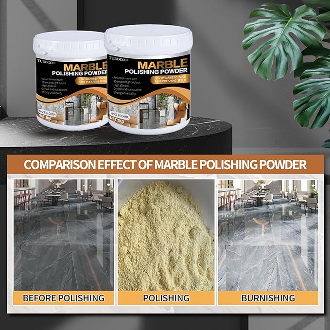 Marble Polishing Powder 2.2LB for Stone Restoration Stone Polish Compound for Marble Granite and Natural Stone Removes Dullness Water Spots and Light Scratches on Countertops Floors and Tile