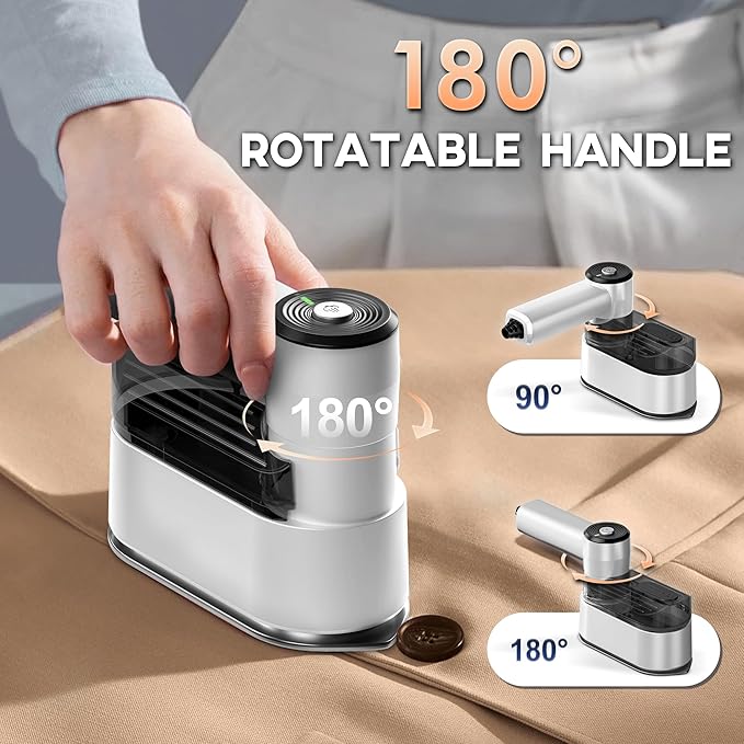 Travel Steamer for Clothes Small Iron - 1000W Portable Steamer &amp Mini Iron10s Fast Heat Handheld Mini Steamer with 8FT Cord Foldable Handle Travel College Dorm &amp Home Essentials (White)