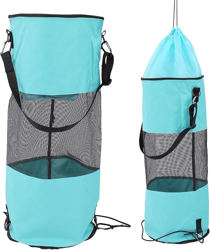 Reusable Boat Trash Bag Waterproof Mesh Garbage Bag for Boat Lightweight Portable Outdoor Trash Storage with Elastic Top and Buckle Strap for Kayaking Camping Travel