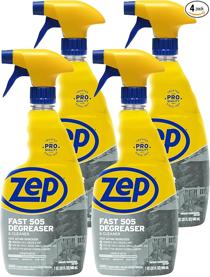 Zep Fast 505 Cleaner and Degreaser - 32 oz (Case of 4) - ZU50532 - Great for Grills Plastics Metal and More