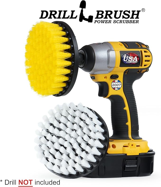Hard Water Stain Remover - Grout Cleaner - Calcium Mineral Deposits Soap Scum Rust - Drill Brush - 5-inch Spin Brush - Bathroom Accessories - Scrub - Bath Mat - Shower Door - Glass Cleaner