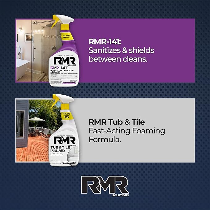 RMR Bathroom Brilliance Bundle – Tub &amp Tile Stain Spray + RMR-141 EPA Registered Mold &amp Mildew Remover 2-Step Bathroom Cleaning &amp Disinfecting System for Showers Sinks Tile Grout 2–32